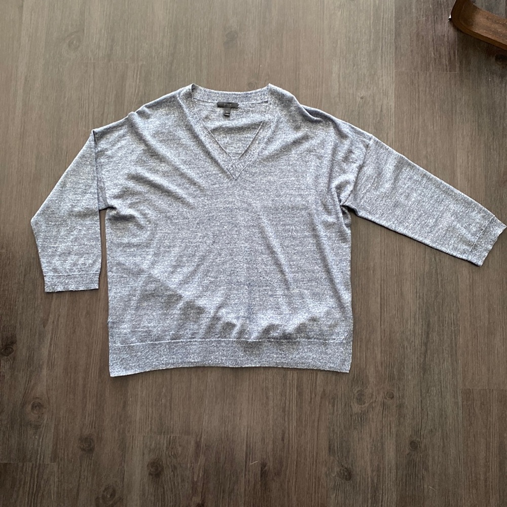J.Crew oversized split side hem v-neck lightweight wool/linen sweater LIKE NEW